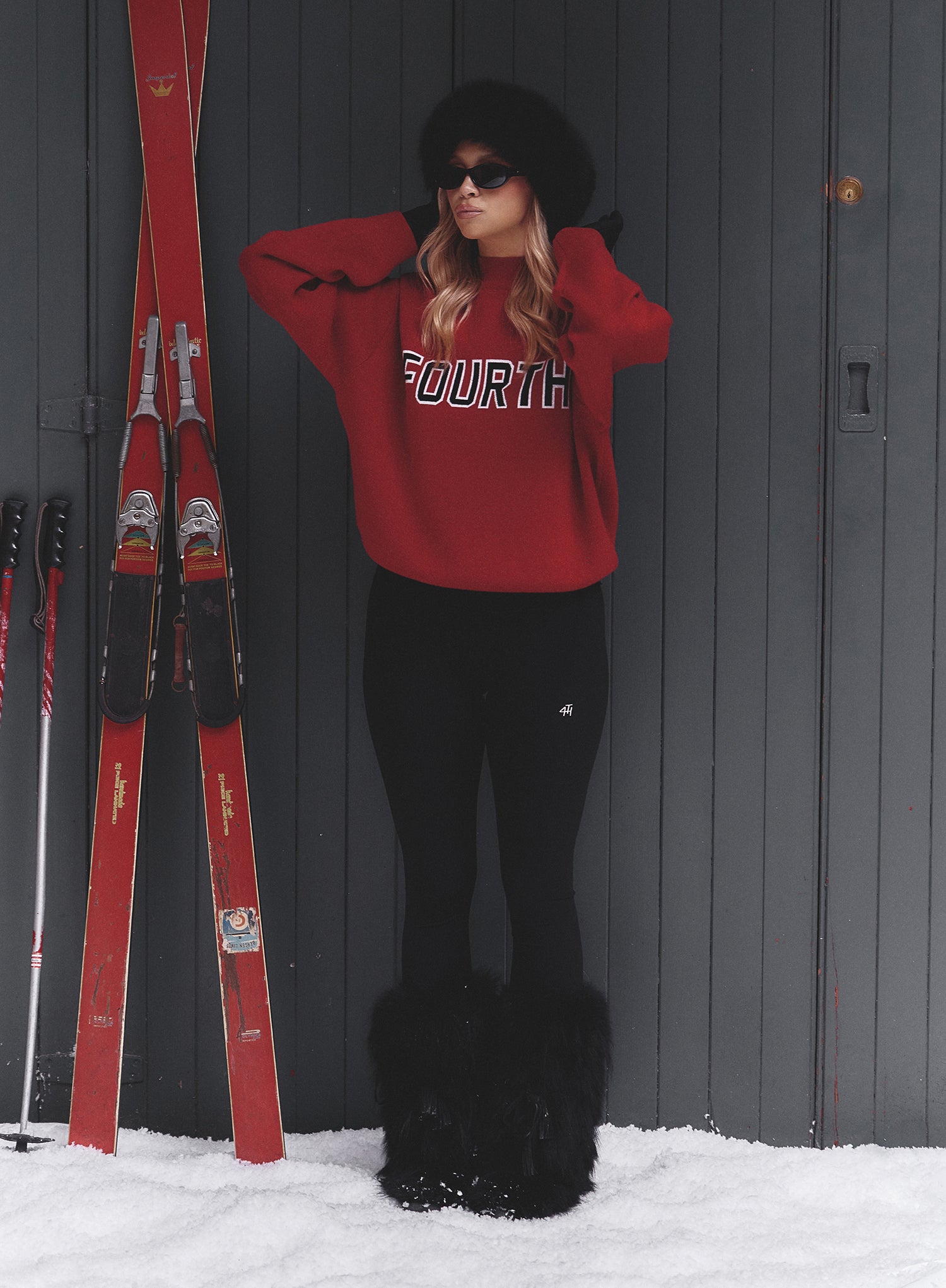 Red Fourth Branded Knitted Oversized Jumper